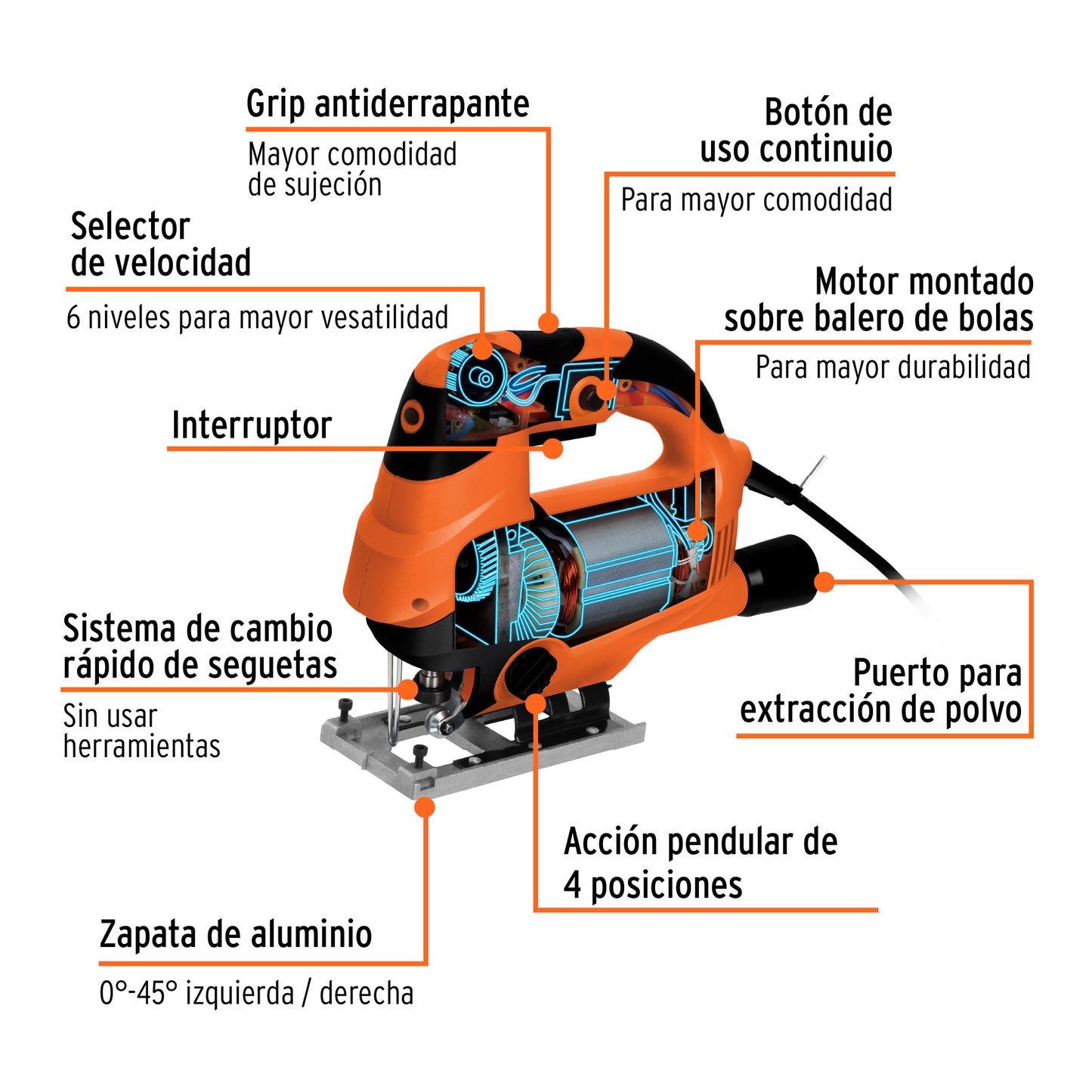 Sierra caladora, profesional, 220V, 750W, Truper
