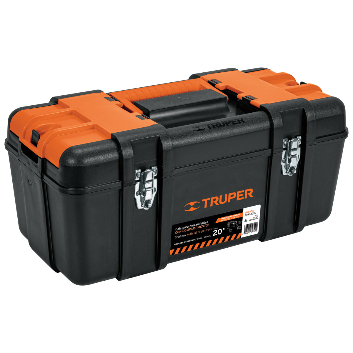 Caja p/herramienta 20" con compartimentos, broches metálicos, Truper