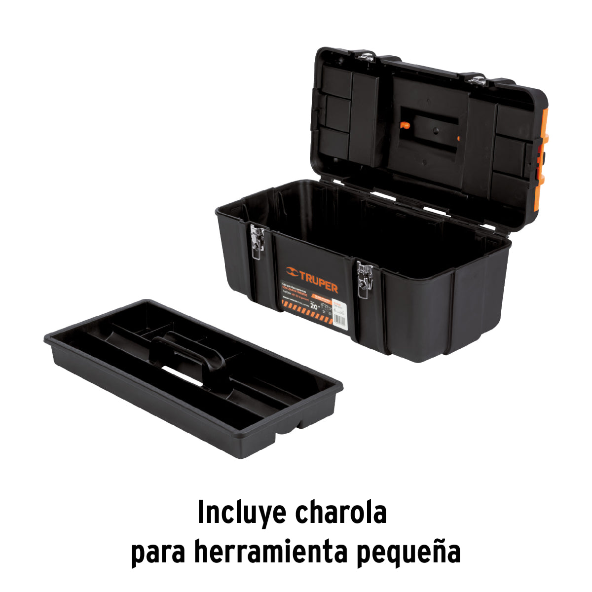 Caja p/herramienta 20" con compartimentos, broches metálicos, Truper