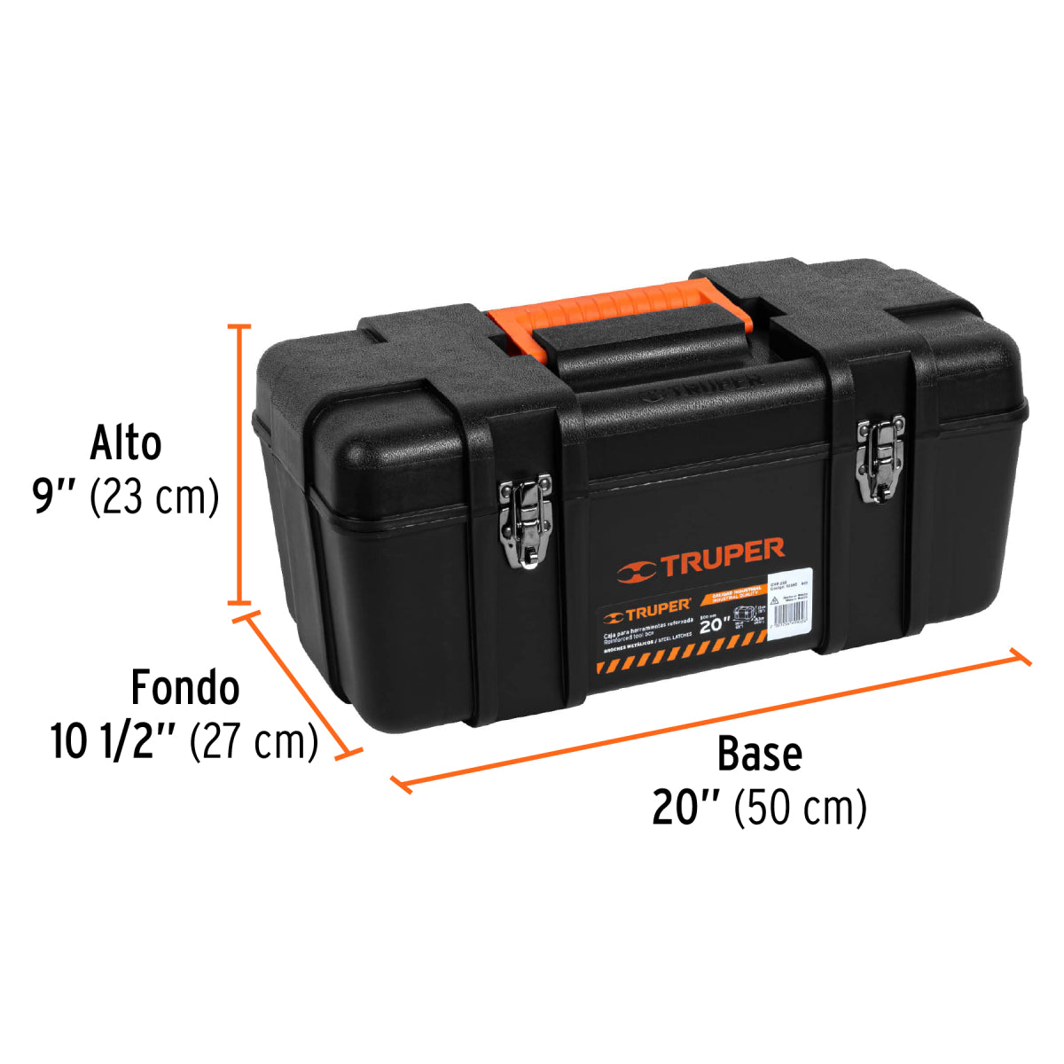 Caja para herramienta de 20" industrial, broches metálicos, Truper