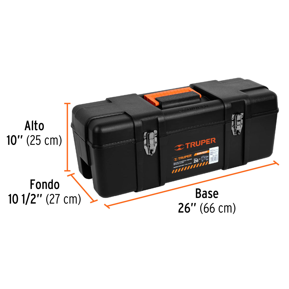 Caja para herramienta de 26" industrial, broches metálicos, Truper