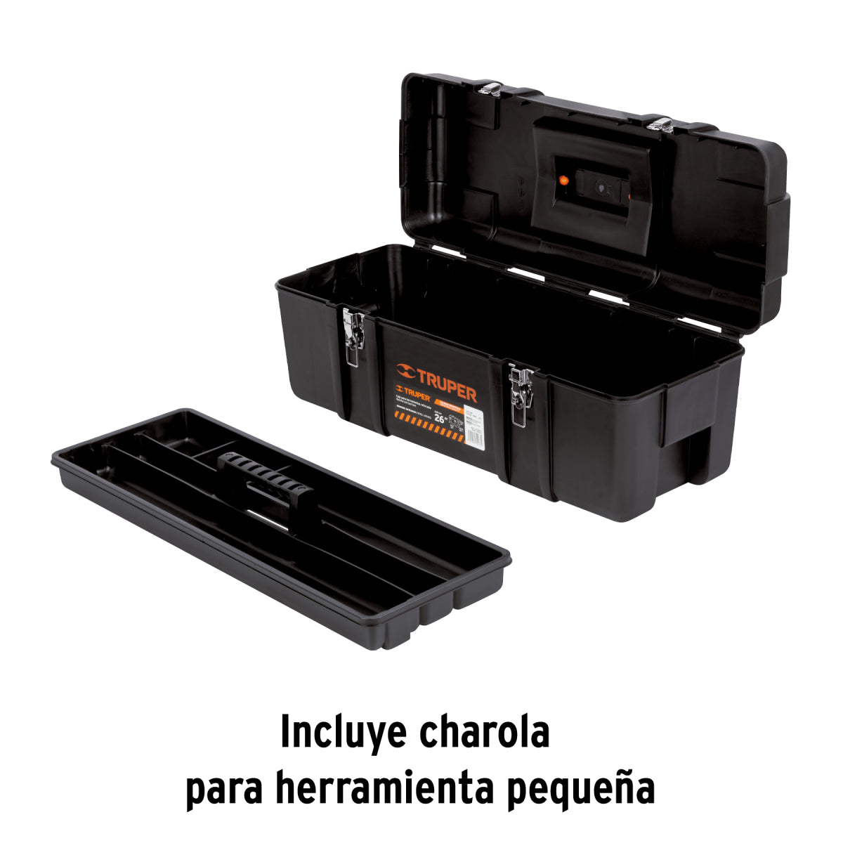 Caja para herramienta de 26" industrial, broches metálicos, Truper
