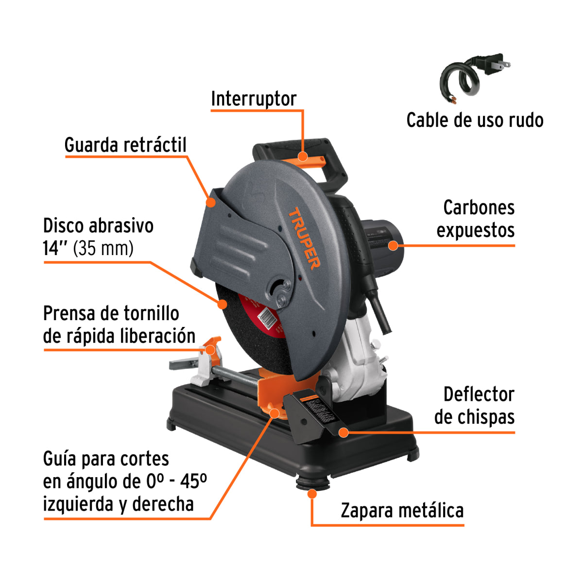 Tronzadora/cortadora de metales, 14",industrial, 2200W,220V, Truper