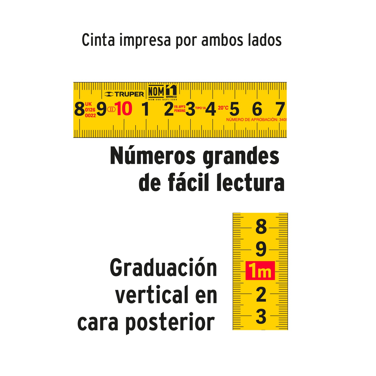 Flexómetro contra impactos 5 m cinta 19 mm grad. métrica, Truper
