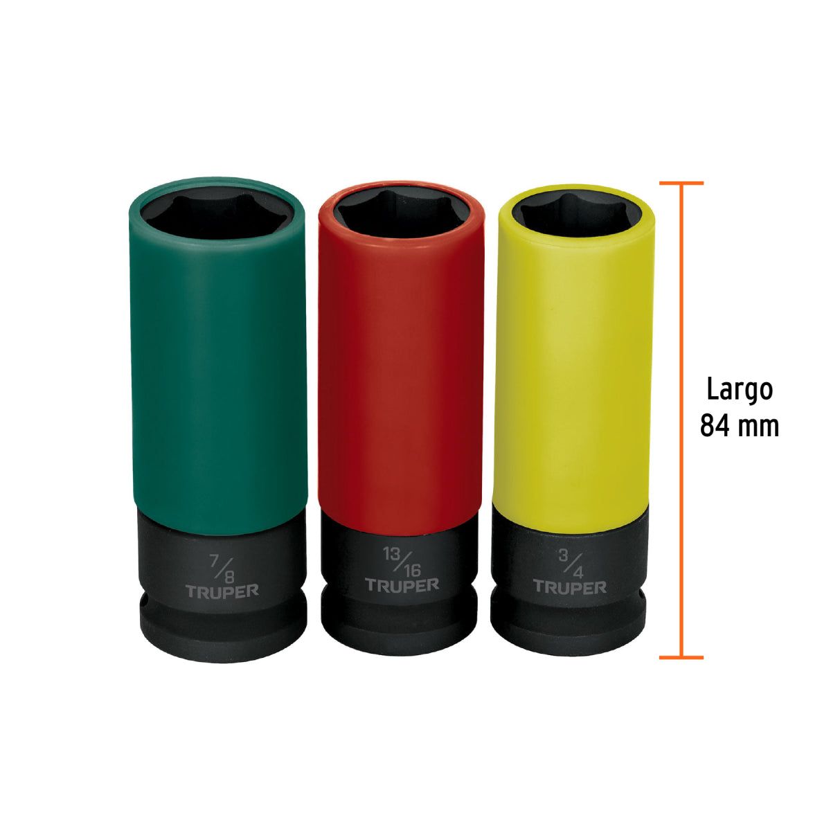 Juego 3 dados impacto largos 1/2" 6p std, Truper