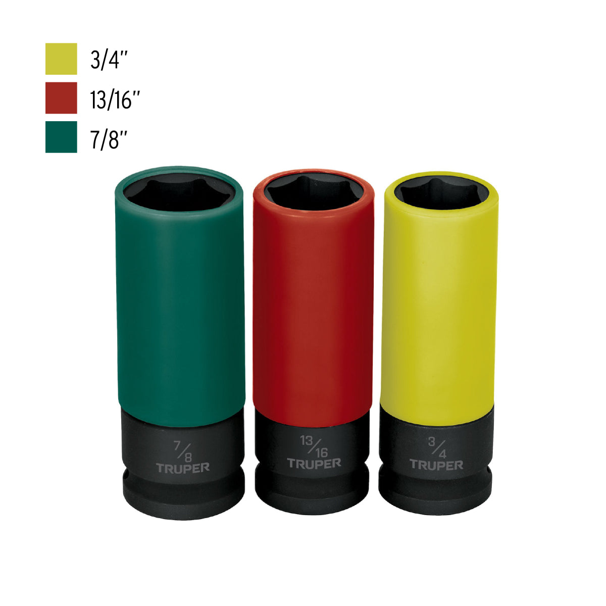Juego 3 dados impacto largos 1/2" 6p std, Truper