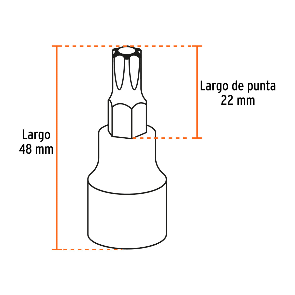 Juego de 10 dados cuadro 3/8" punta torx, estuche metálico, Truper