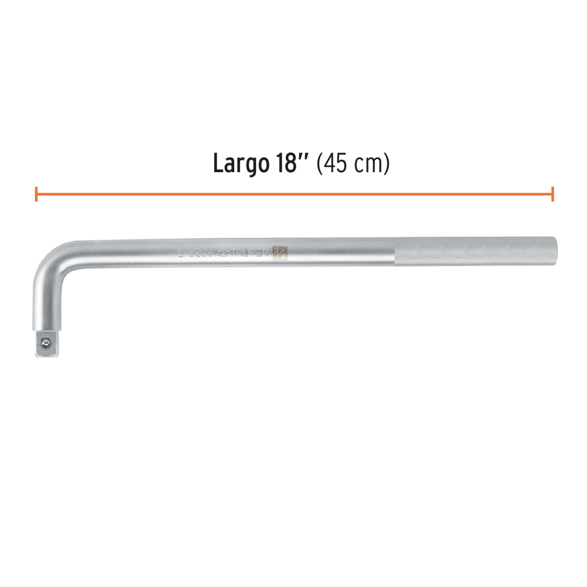 Mango cuadro 3/4" en "L", largo 18", Truper