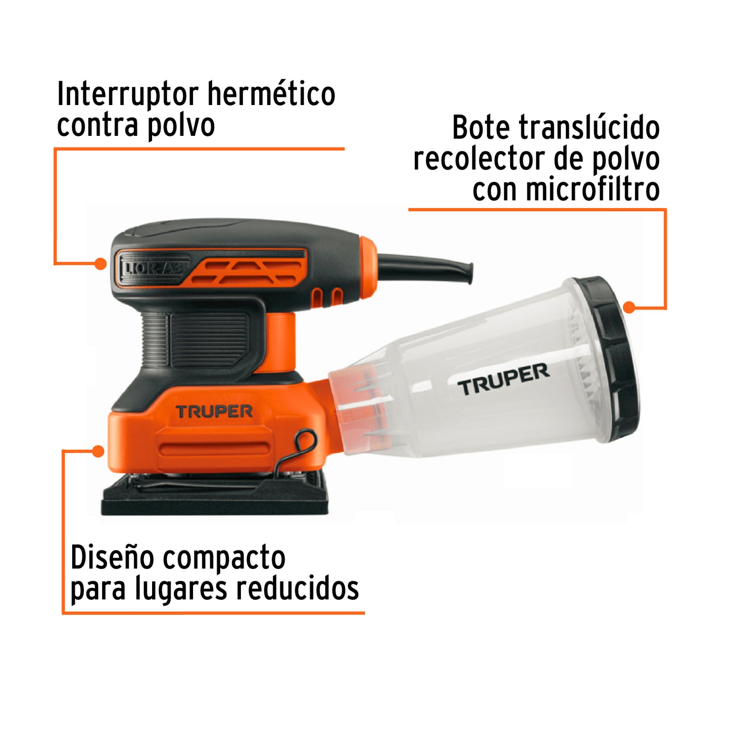 Lijadora orbital, 1/4 hoja, profesional, 220 W, 220 V