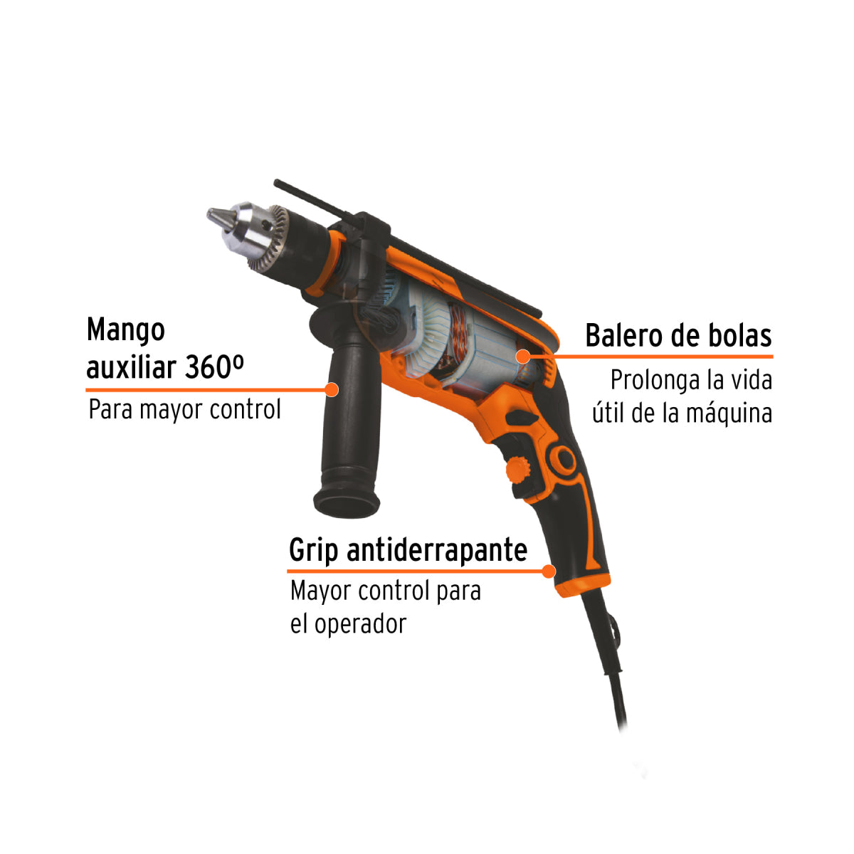 Rotomartillo/taladro Percutor 1/2", profesional, 220V, 700W, Truper