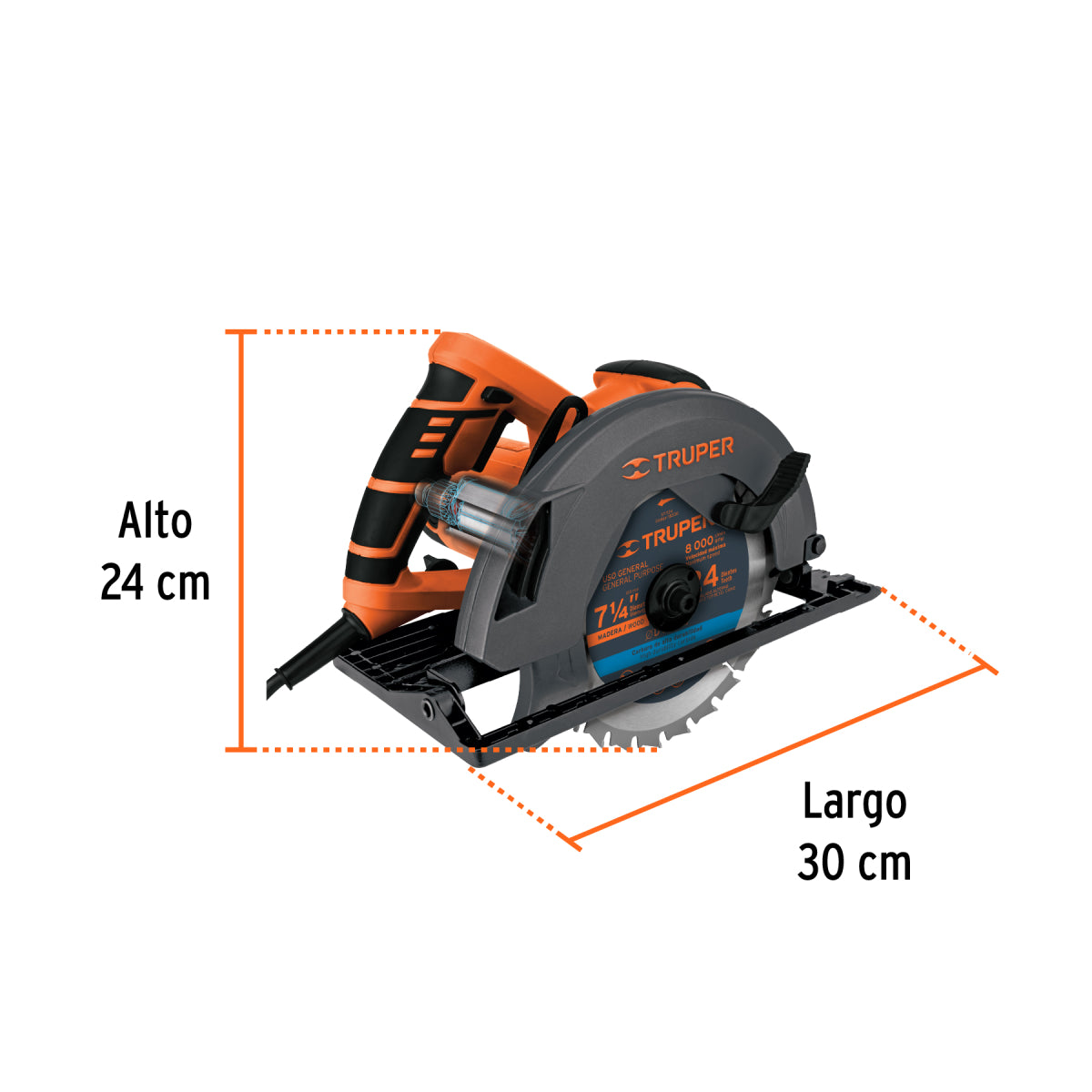 Sierra circular, 7-1/4", profesional, 220 V, 1500 W, Truper