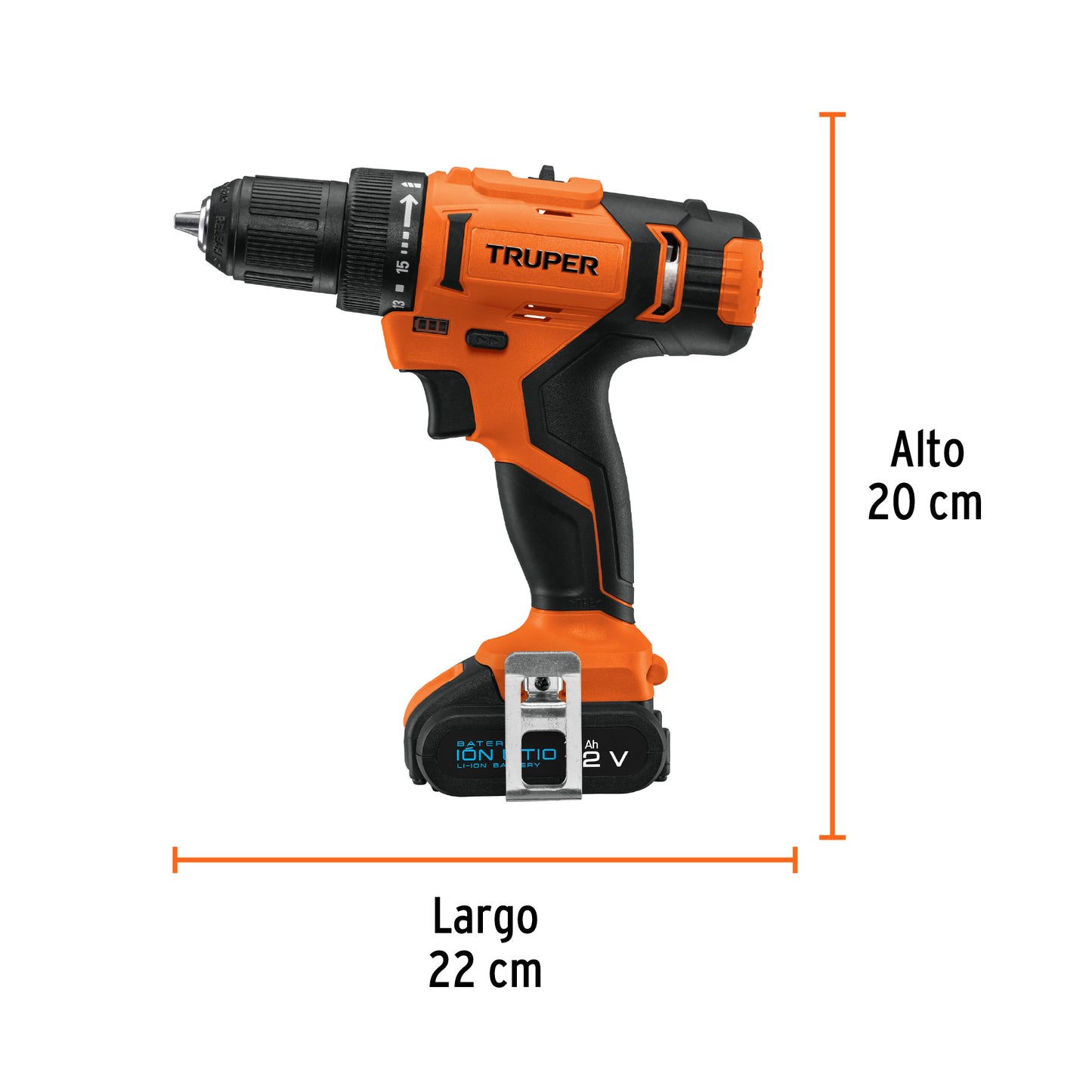 Taladro inalámbrico, batería ión Litio 12 V, 38, (220 V), Truper