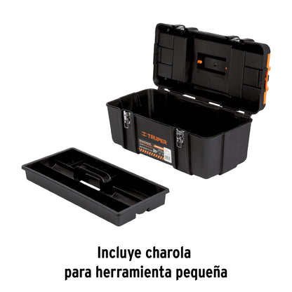 Caja p/herramienta 20" con compartimentos, broches metálicos, Truper