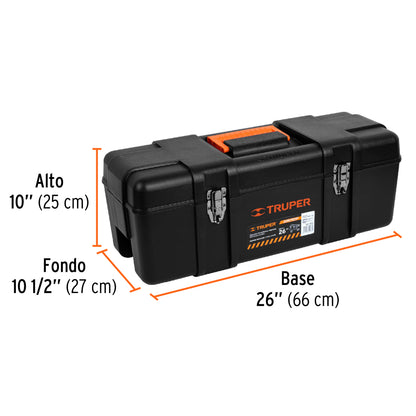 Caja para herramienta de 26" industrial, broches metálicos, Truper