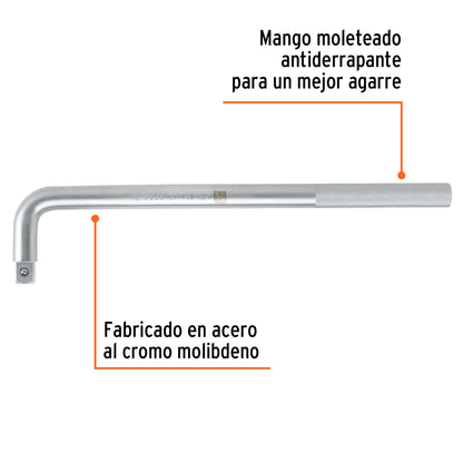 Mango cuadro 3/4" en "L", largo 18", Truper